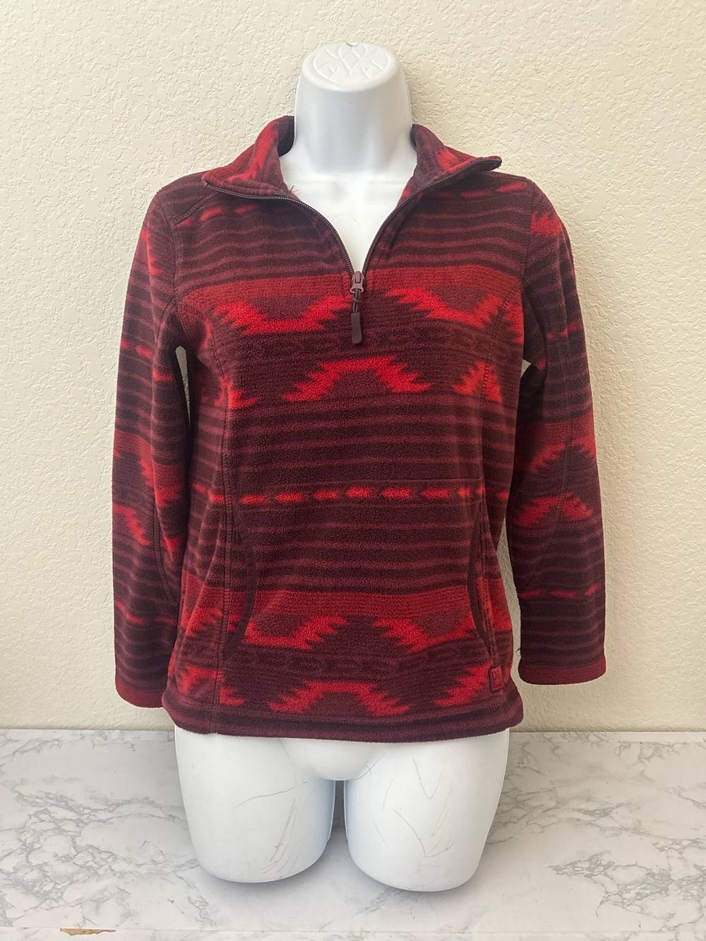 Powder River Outfitters Jacket Women M Aztec Fleece 1/4 Zip Southwest Red